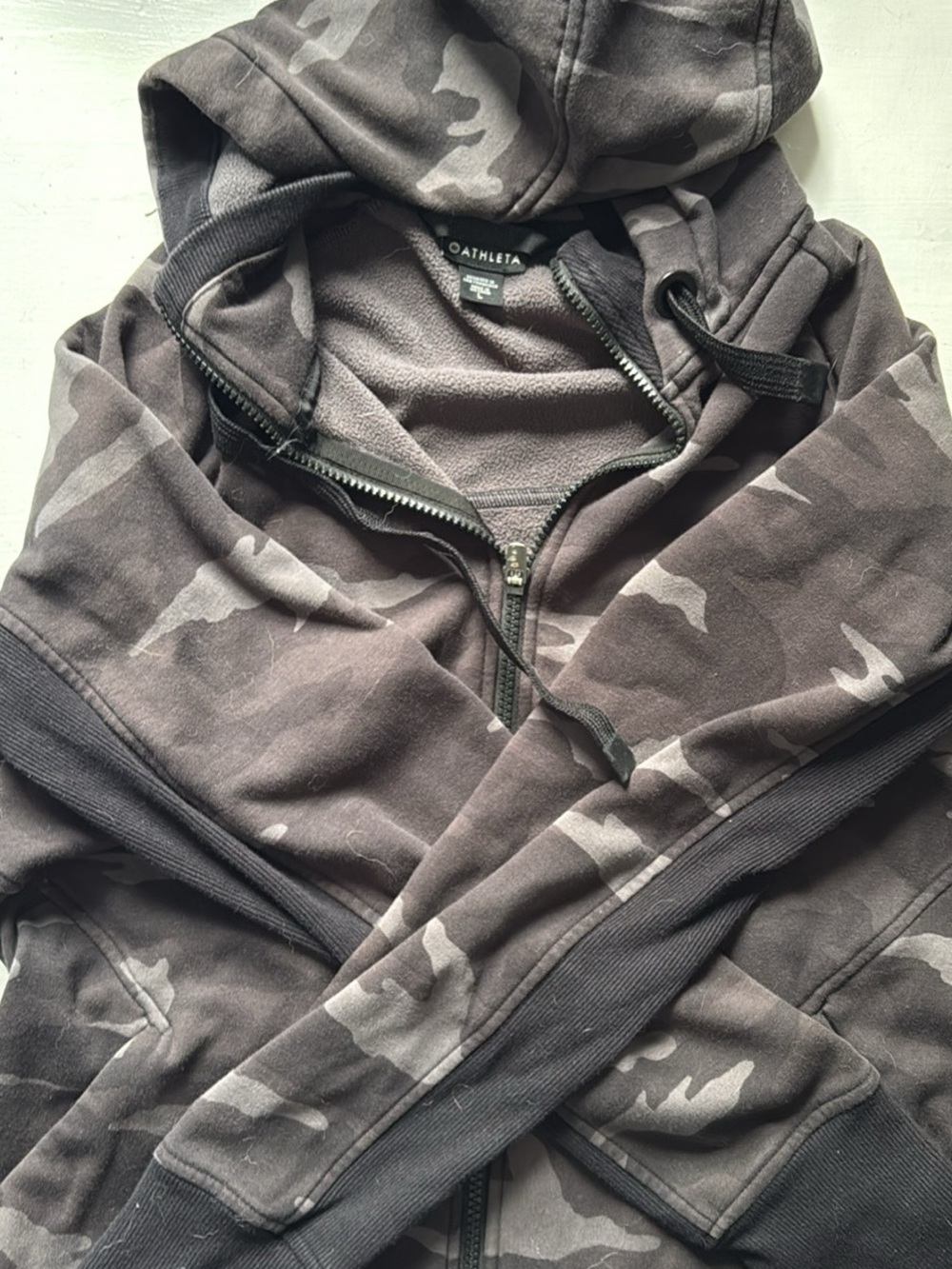 Athleta Women's Charcoal Camo Zip-Up Hoodie
